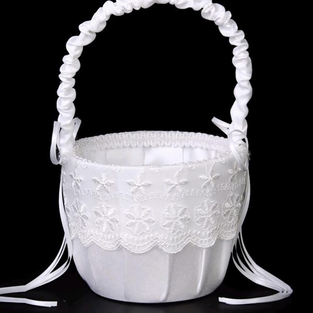 Flower Girl Basket - Romantyczny kwiat perła kokarda kosz kosz