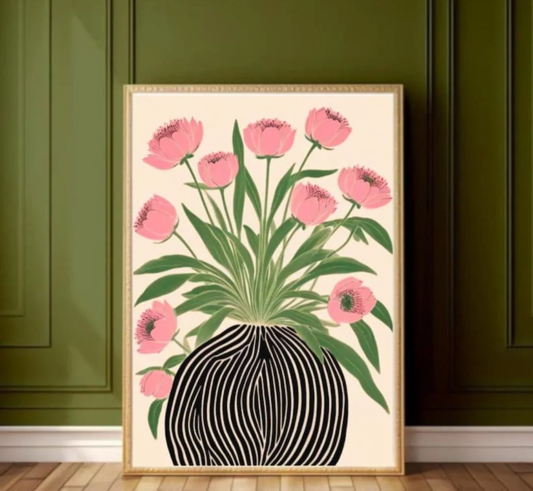 Flower Girl Basket - Bezramowy plakat kwiatowy, sztuka ścienna Matisse,
