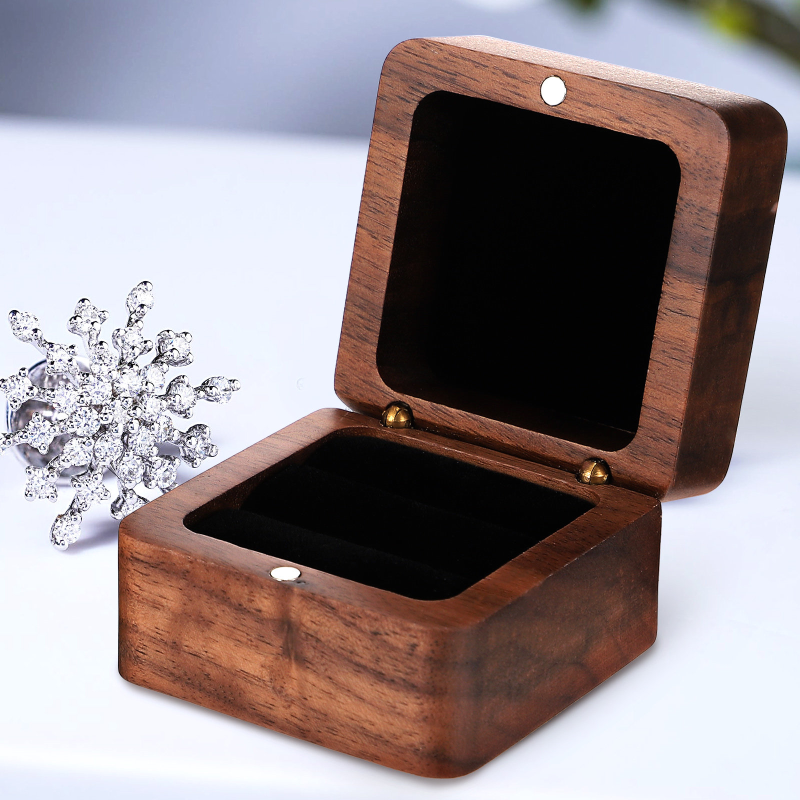 Wedding Solution - Luksusowe drewniane pudełko na pierścionki –