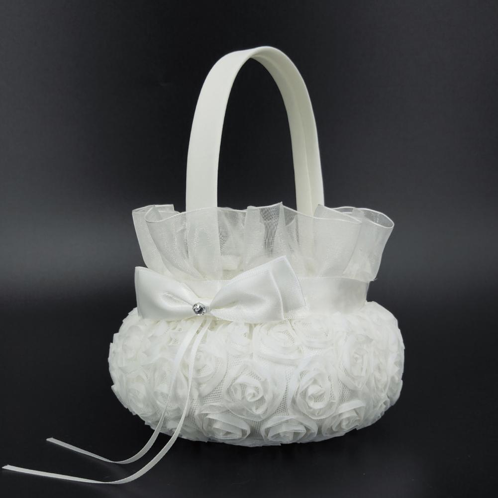 Romantyczny kwiat perła kokard – Flower Girl Basket recenzja i cena